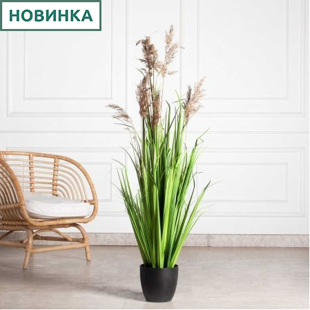 ЦС181(Пр)(F) Трава искусственная Осока с камышом h120см в кашпо