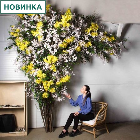 ДЛ159(Fix)(F) Декор входной группы цветочный h 320 см на стволах, пристенный