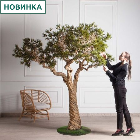230ГБст/Разб/АСС/Д3х3/540(F) Сосна искусственная  разборная h230см, на витом стволе