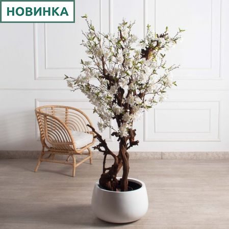150/ОС/491(з)(УУ)(Пр)(F) Яблоня цветущая искусственная h150см, белая