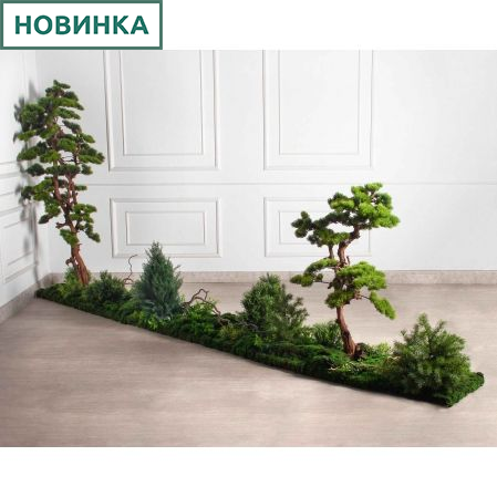 БС180/ОС/30-1(з)(F) Композиция искусственная с сосной h180см, h115см на основании 390х46см