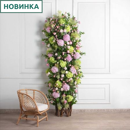 ДЛ166/3(з)(F) Декор входной группы цветочный на корилусах (полукруг) h250см (шир 55-60 см)