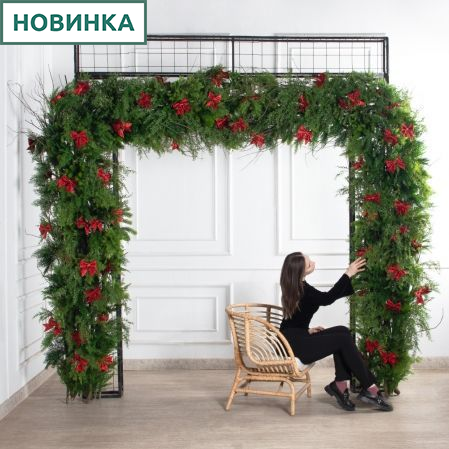ДЛ182-1(з)(F) Декор входной группы хвойный h252см d305см на прутьях, пристенный