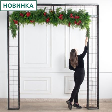 ДЛ182-1/1(з)(F) Декор хвойный L255см шир 60см на прутьях, пристенный