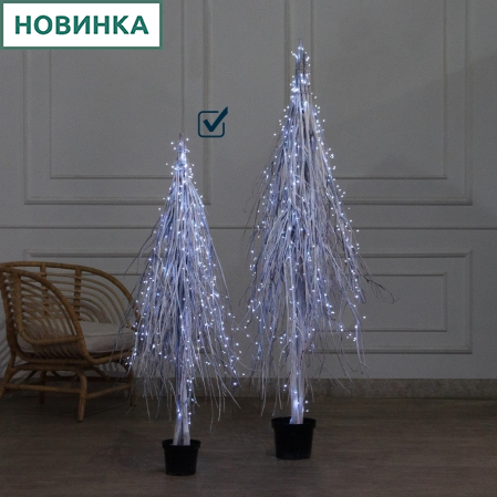 130/РН/СВ03х(Пр)(F) Ель в скандиновском стиле с гирляндой Роса h130см, белая