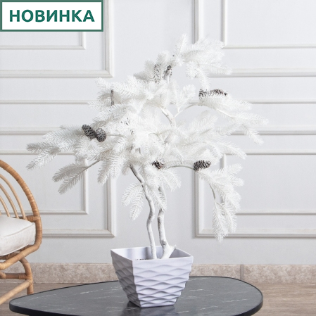 075/ВИТ/653(Пр)(F) Ель искусственная h75см в интерьерном кашпо,белая