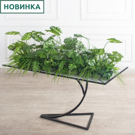 К364-4/1-3(з)(F) Композиция искусственная Зелень микс с монстерой на основании 117х19х5см