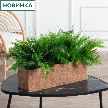 К569(з)(F) Композиция искусственная с папоротником и туей в кок.боксе 50х15хh15 К569(з)(F) Композиция искусственная с папоротником и туей в кок.боксе 50х15хh15