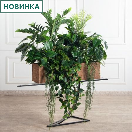 К563(Пр)(F) Композиция искусственная Зеленый микс в кокосовом боксе 98х25х25см К563(Пр)(F) Композиция искусственная Зеленый микс в кокосовом боксе 98х25х25см