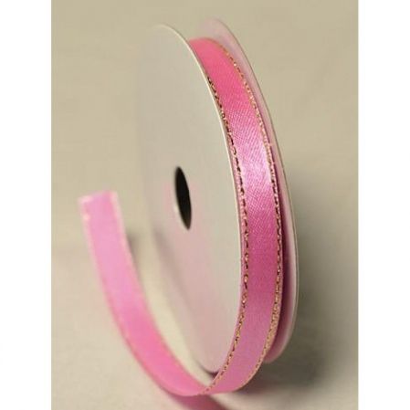 Лента атласная 1,0см (розовый)с люриксом БТ (10м)