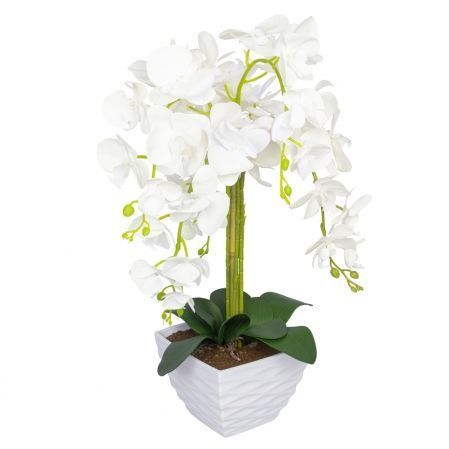 ЦК80*5/33-1 Орхидея Фаленопсис(белая) h65см(латекс) в интерьерном кашпо