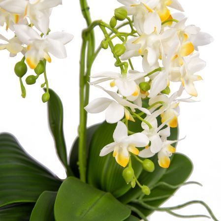 ЦС35/33-1 Орхидея искусственная h26см в интерьерном кашпо, белая