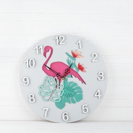 801/023(Sale) Часы "Розовый Фламинго" d35см