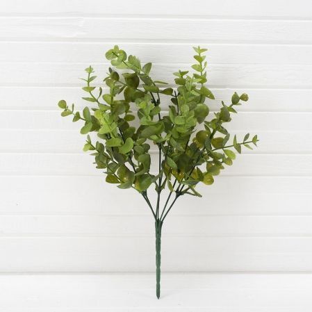 7143/0016-2 Самшит эвкалиптовый искусственный крупный куст 7 частей h34см (24+10), зеленый