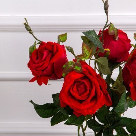 7141А/0171-4/2(АКЦИЯ) Роза искусственная бархатная 1 голова, d15см, h65см, красная