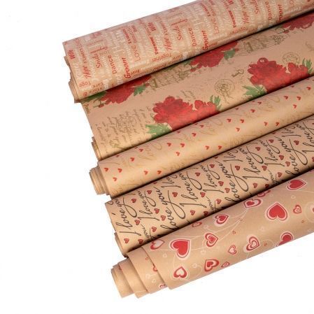 Бумага в рулоне Крафт с рисунком многоцветная печать 70см*8-9м (78г/м2)