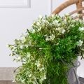 КС/МП45-1(F) Кампанула искусственная ампельная в кашпо на мет.подстав. h35см, белая