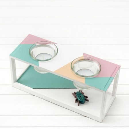 905/13-1(Sale) Коллекция "Геометрия" Подсвечник д/2 свечей "Жуки"(22х8хh13см)(
