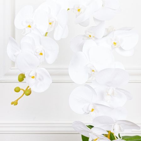 ЦИ60*2/33(з) Орхидея искусственная h60см в кашпо, белая