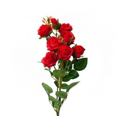 401/0022-2L Роза ветка искусственная h-73см красная (7г+2б)