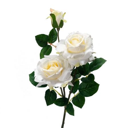 401/0046-23L Роза искусственная h-77см белая (2г+1б)