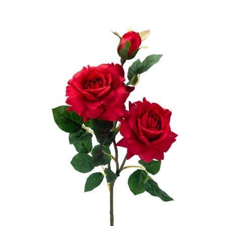 401/0046-2L Роза искусственная h-77см красная (2г+1б)