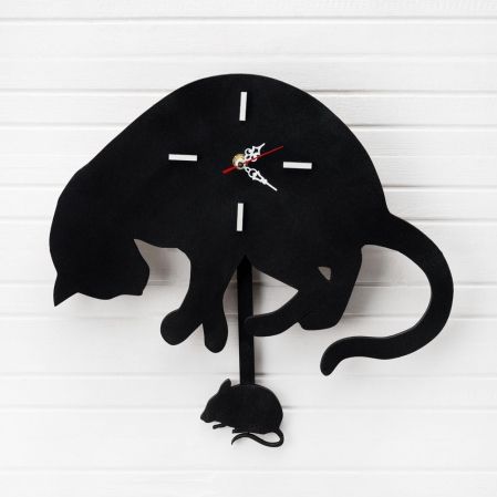 801/051 Часы "Кот с мышкой-маятником" (35хh36см)