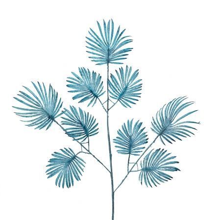 7143/0030-15/21(Promo) Ветка Веерной пальмы искусственная, синяя,мелкая h 70 см (40+30)