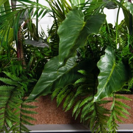 К327/1(F) Композиция искусственная Тропический микс со стрелицией h67см в кокос. боксе 80х20х10см К327/1(F) Композиция искусственная Тропический микс со стрелицией h67см в кокос. боксе 80х20х10см