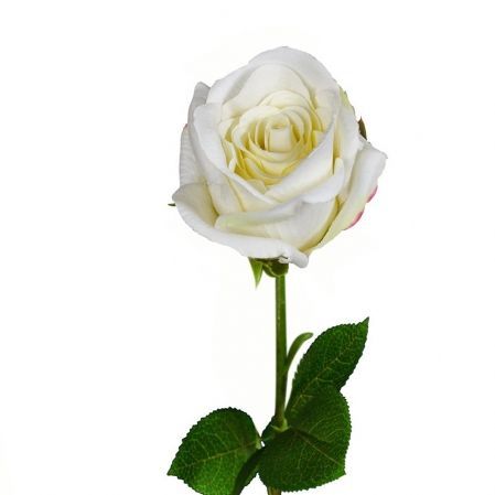 401/0490-23А Роза искусственная бархатная, 1 голова, d8см, h80см, белая