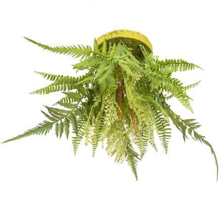 ВМ13(з.) Вставка подвесная d17см микс из папоротников(силикон) с ампельными растениями
