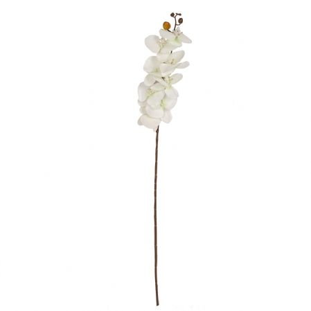 401/0218-19В Орхидея ветка сатиновая d10; h92см (бело-зеленая)