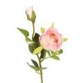 401/0214-1B Роза ветка h44см (розовая)(1гол+1бутон)