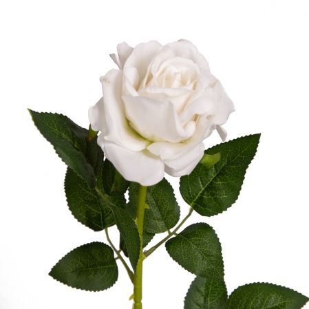 401/0217-23В Роза искусственная бархатная 1 голова, h73см, белая