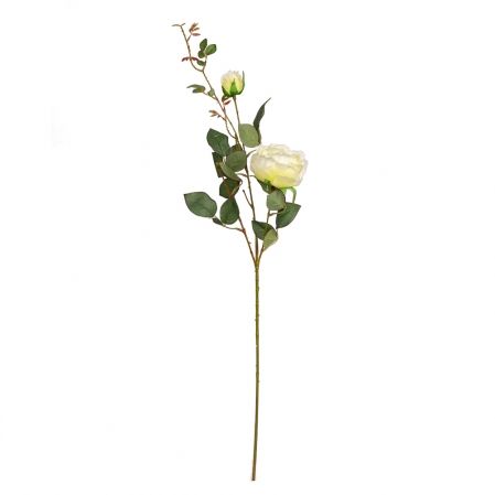 401/0139-4В Роза сатиновая ветка h93см(кремовая)(2гол+1бут)
