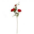 401/0139-2В Роза сатиновая ветка h93см(красная)(2гол+1бут)
