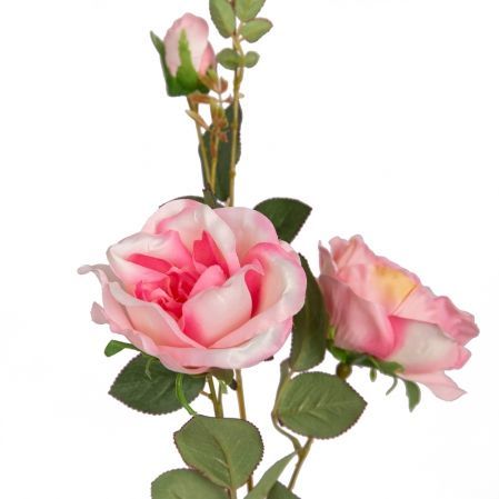 401/0139-1В Роза сатиновая ветка h93см(розовая)(2гол+1бут)