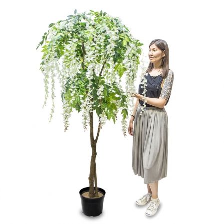 190/РН/424-1 Глициния (вистерия) искусственная h190см (латекс), белая