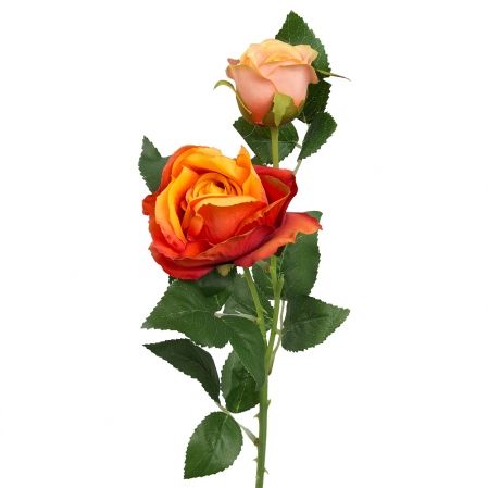 7141/9182-1/18 Роза ветка h70см(голова+1бутон)(оранж.)