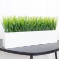 ТДЯ051(Promo) Трава искусственная(зеленая) в деревянном белом ящике 50*10*h12см