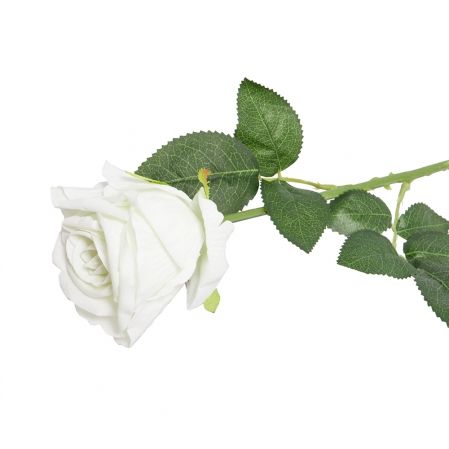 7141/10993-23 Роза бархатная искусственная, h65см, белая (Ф)