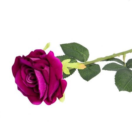 7141/10993-28 Роза бархатная искусственная, h65см, пурпурная (Ф)
