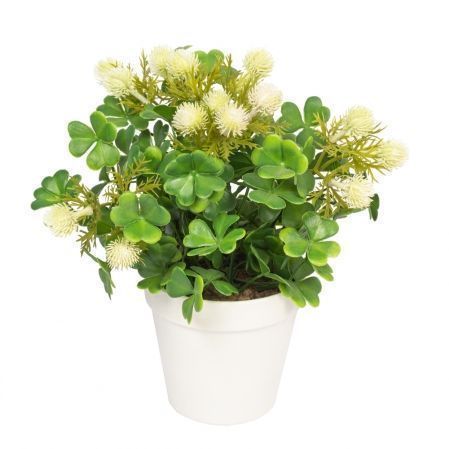 КС35(МД)(Sale) Клевер искусственный в кашпо h25см