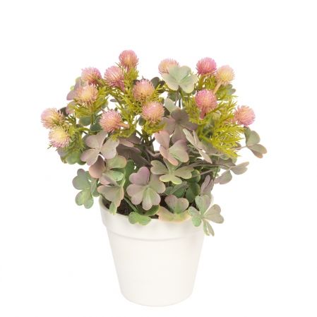 КС35(МД)(Sale) Клевер искусственный в кашпо h25см