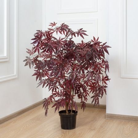 090/К/400-1(Пр) Клён японский искусственный куст h90см в кашпо, бордо