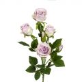 7141/А2790-018/17 Роза искусственная 4 головы, 2 бутона, h71см, бело-фиолет.