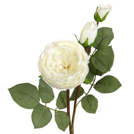 7141/А2790-015/23 Роза искусственная пионовидная 1 голова, 2 бутона, h67см, белая