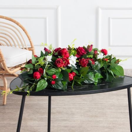 К08/3(з.)(F) Композиция искусственная 75х15см, бело-бордовая К08/3(з.)(F) Композиция искусственная 75х15см, бело-бордовая