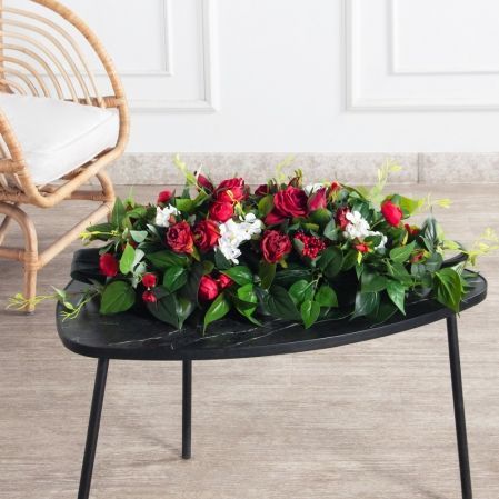 К08/3(з.)(F) Композиция искусственная 75х15см, бело-бордовая К08/3(з.)(F) Композиция искусственная 75х15см, бело-бордовая