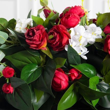 К08/3(з.)(F) Композиция искусственная 75х15см, бело-бордовая К08/3(з.)(F) Композиция искусственная 75х15см, бело-бордовая